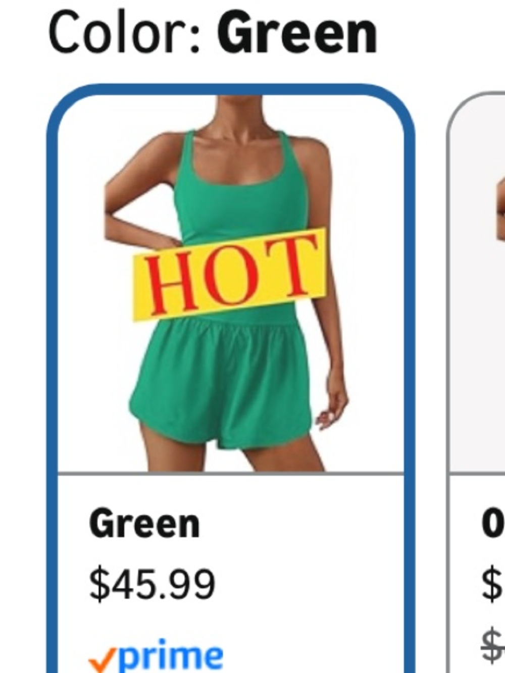 Green Cutout Athletic Romper - Picture 3 of 3